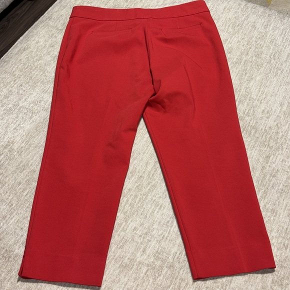14 MK Red Cropped Michael Kors Pants gold Flat front smooth sleek - Picture 5 of 5